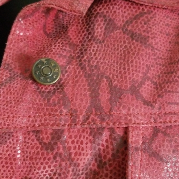 Leather Snake Print Cropped Jacket M - Picture 4 of 6